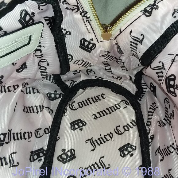 Pre-Owned Juicy Couture Black Velour Creme Styled Vintage HandBag - Picture 9 of 12